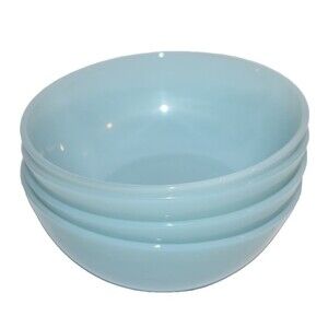 Fire King Delphite Blue Berry Fruit Dessert Bowls 4 1/2 inches Lot of 4 Vintage